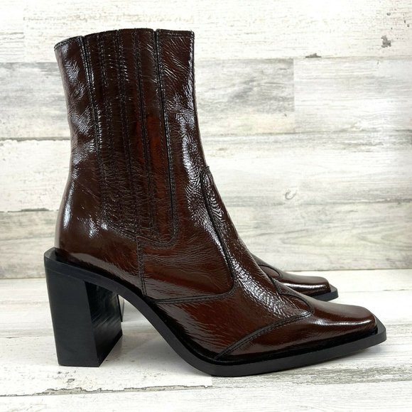 Topshop Shoes - Topshop Honduras Western Boots Patent Pull On Gore